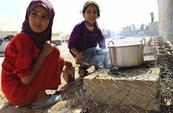 Syrian children at the Zaatari Refugee Camp