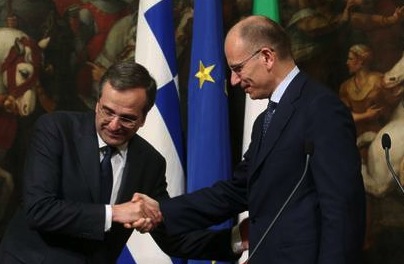 Italian premier Letta meets Greek premier Samaras