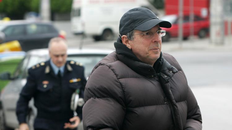 Former Greek Transport Minister at his arrest after running a stop sign