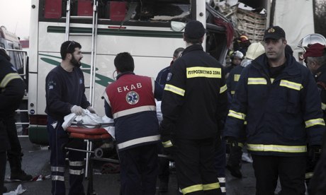 Greek emergency service personnel near Malgara,
