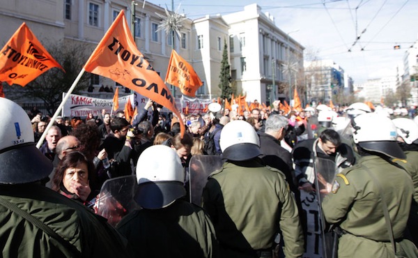 Greek teachers, workers protest