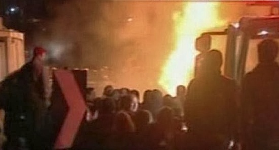 Protesters Torch Greek Motorway Toll Booth