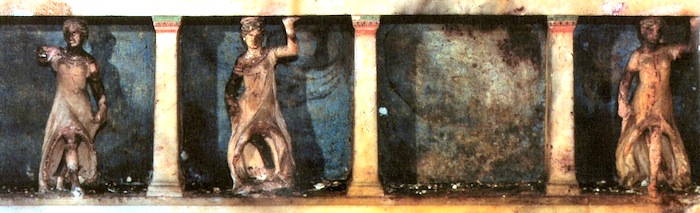Figure 4. Caryatids in the throne of the grandmother of Alexander the Great – perhaps specifically Klodones, Dionysiac revellers or priestesses