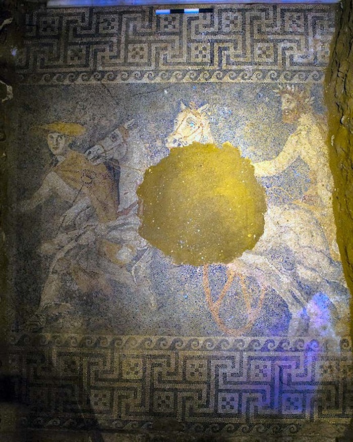 Figure 1: The newly discovered mosaic from the Lion Tomb at Amphipolis