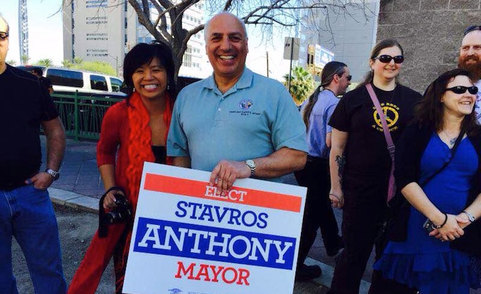 Stavros Anthony campaigning for  his mayoral run in Las Vegas