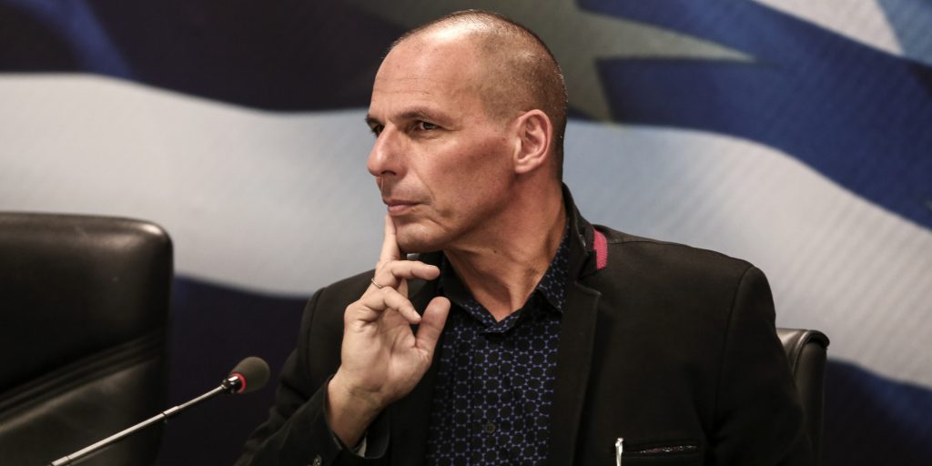 Yanis Varoufakis, Greece's incoming finance minister, attends the handover ceremony in Athens, Greece, on Wednesday, Jan. 28, 2015. Varoufakis, is gearing up for negotiations with the euro area that have been on hold since December as Greece entered an election campaign. Photographer: Yorgos Karahalis/Bloomberg via Getty Images *** Yanis Varoufakis