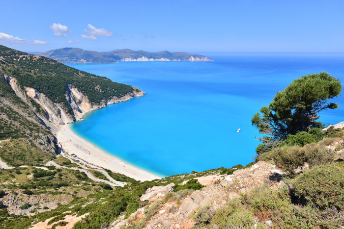 Famous beach Mirtos on Kefalonia Island in Greece