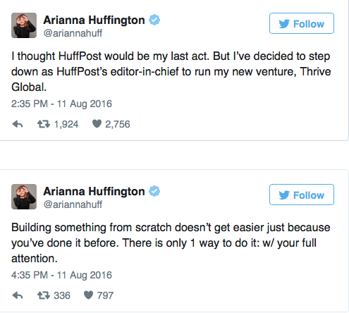arianna huffington tweet