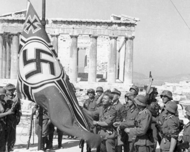 nazi flag acropolis greece 