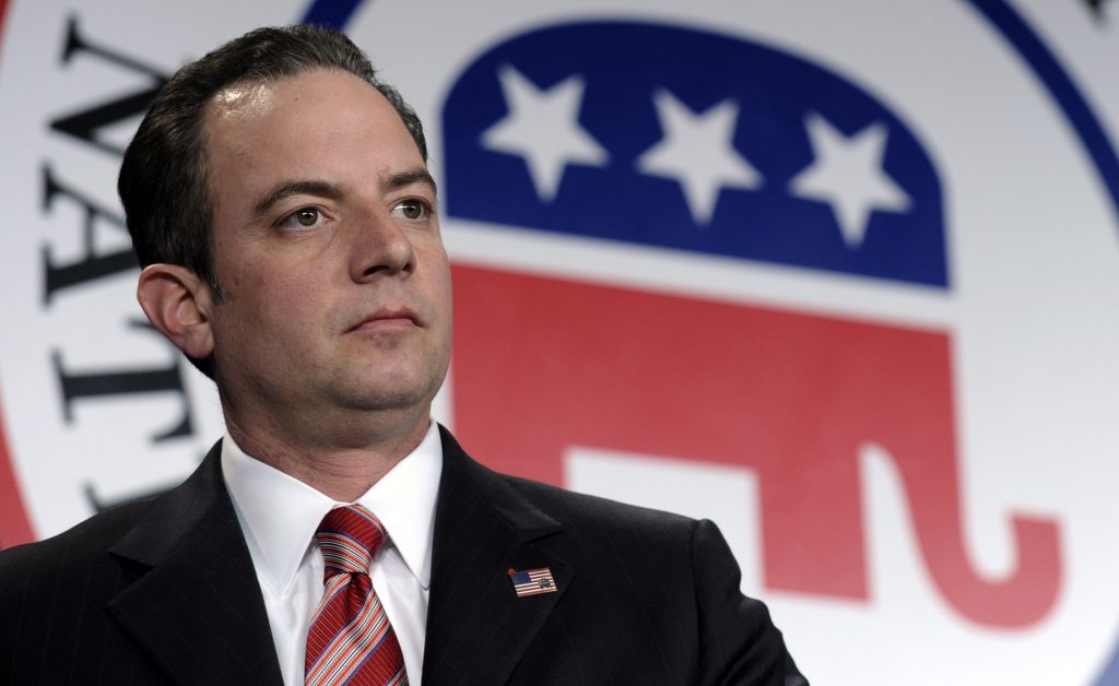FILE-In this Jan. 24, 2014 file photo, Republican National Committee chairman Reince Priebus is seen at the RNC winter meeting in Washington. Having fallen short twice recently, Ohio is making a big push to land the 2016 Republican National Convention with three cities bidding as finalists, eager to reassert its Midwestern political clout to a party that may be slowly moving away from it. In interviews, RNC chairman Reince Priebus and members of the selection committee including chairwoman Enid Mickelsen downplayed swing state status as a top factor in their decision, emphasizing that having at least $55 million in private fundraising, as well as hotel space and creating a good "delegate experience" were more important. (AP Photo/Susan Walsh, File)