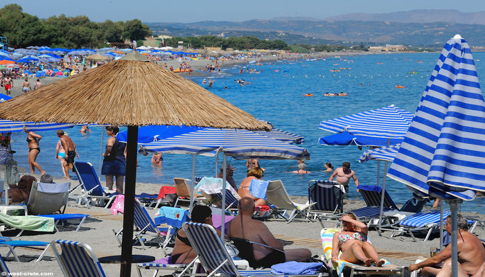 Tourists in Greek beach