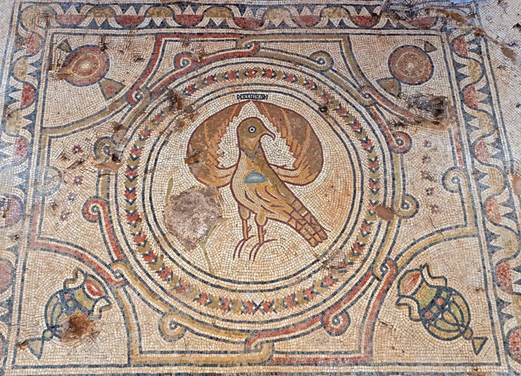 byzantine mosaic israel greek