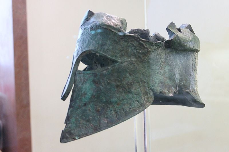 miltiades helmet ancient Greek warrior Marathon