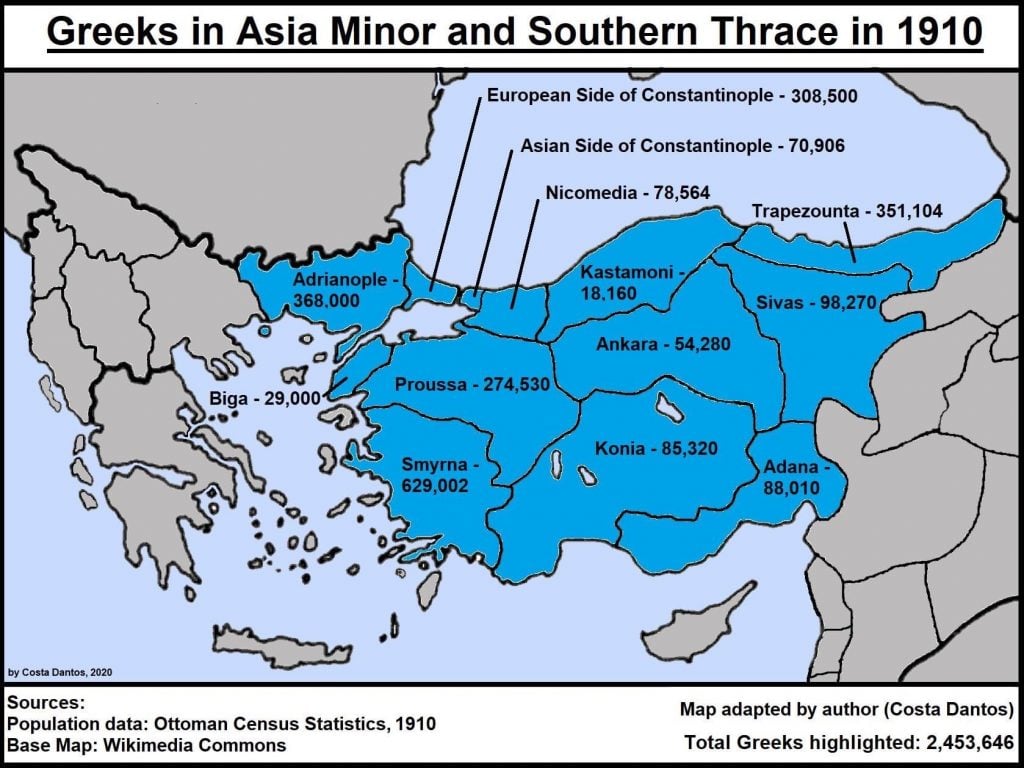 A map of Greeks once living in Asia Minor
