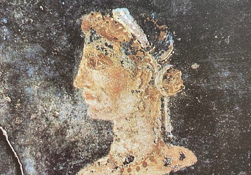 Fresco of a woman, possibly Cleopatra,Ancient Roman