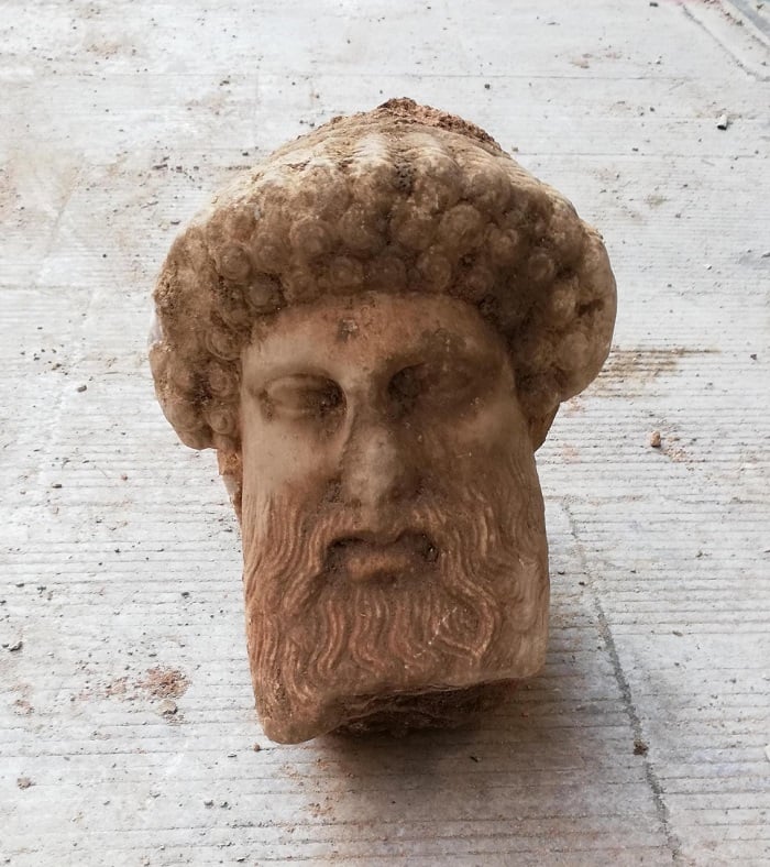Ancient Gog Hermes Head, Aiolou street Athens Greece