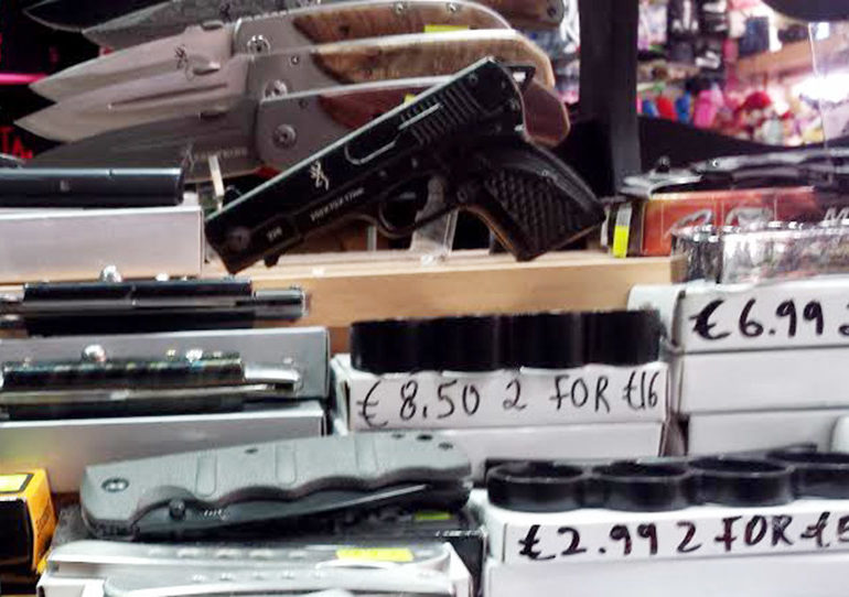 Fake gun for sale at Ayia Napa shop
