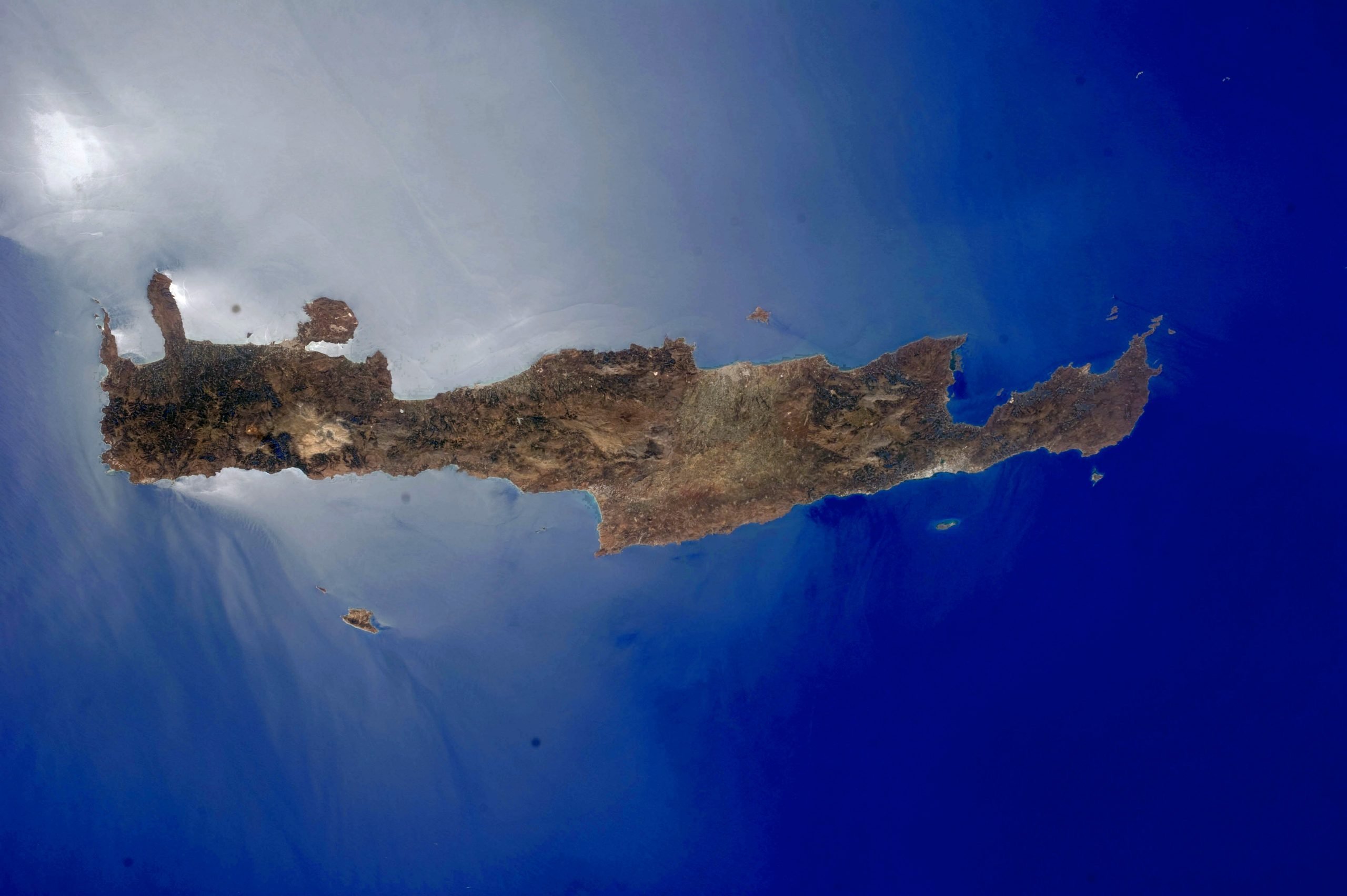 Satellite photo of Crete, one of the Isles of the Blessed