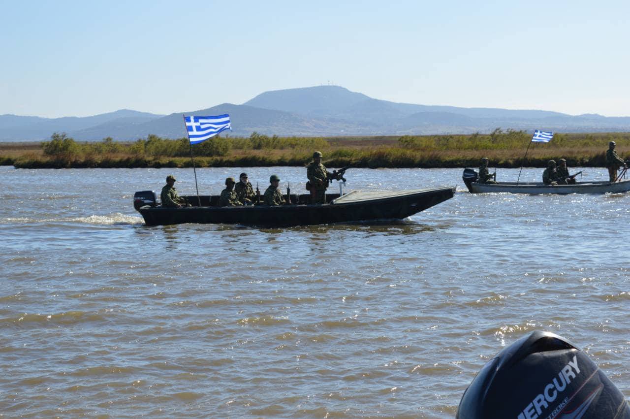 Greek boats patrol Evros River