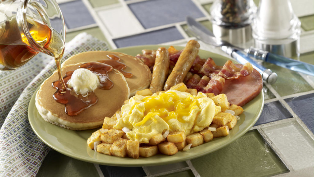 american pancake and omelet breakfast