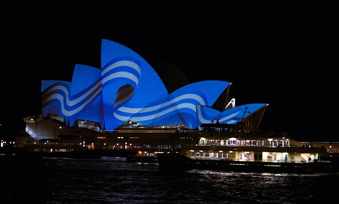 Australia Flag Iconic Opera House Square Tie Clip 