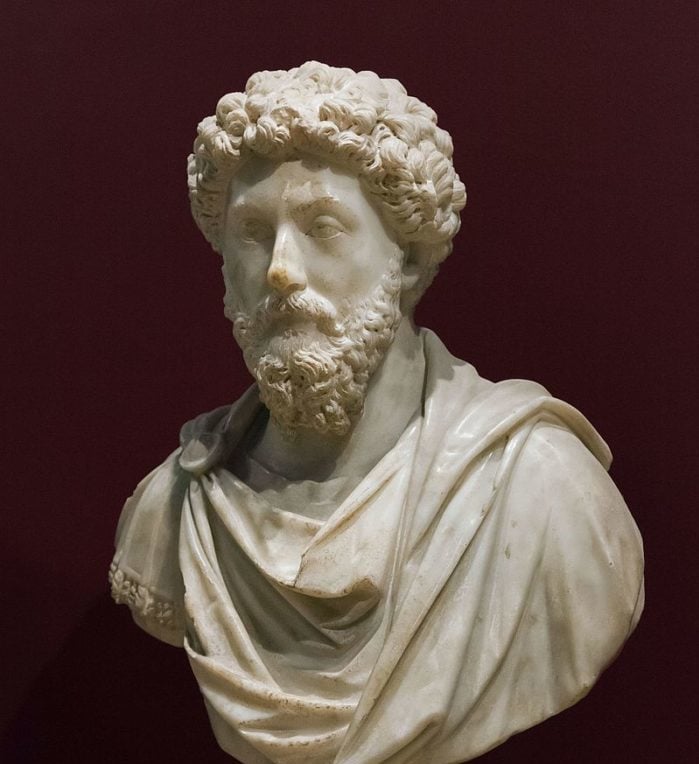 Bust of Roman emperor Marcus Aurelius who was also a stoic philosopher