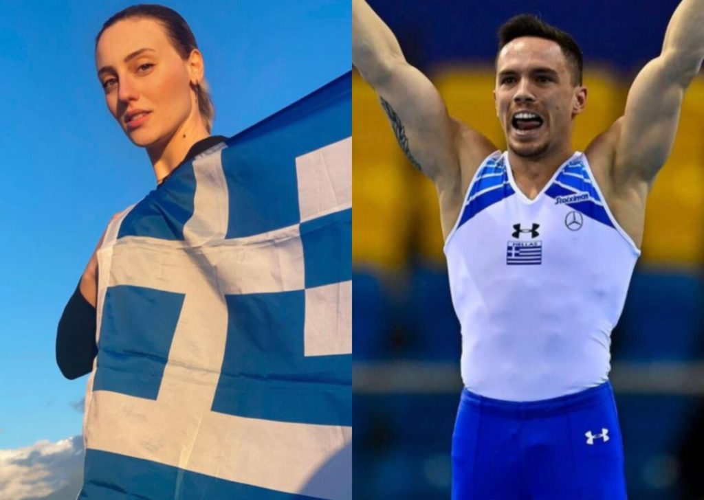 greek olympic flag bearers