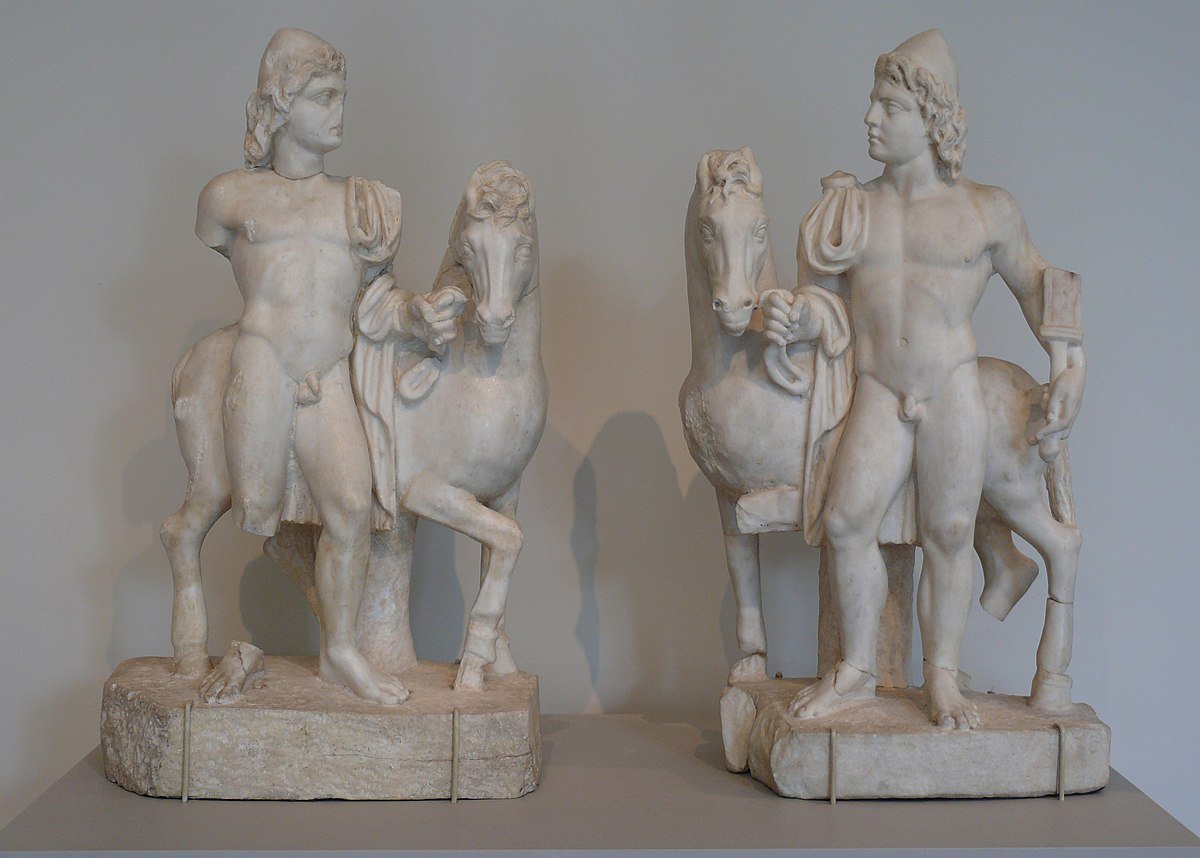 Sculpture of Castor and Pollux.  Gemini zodiac sign