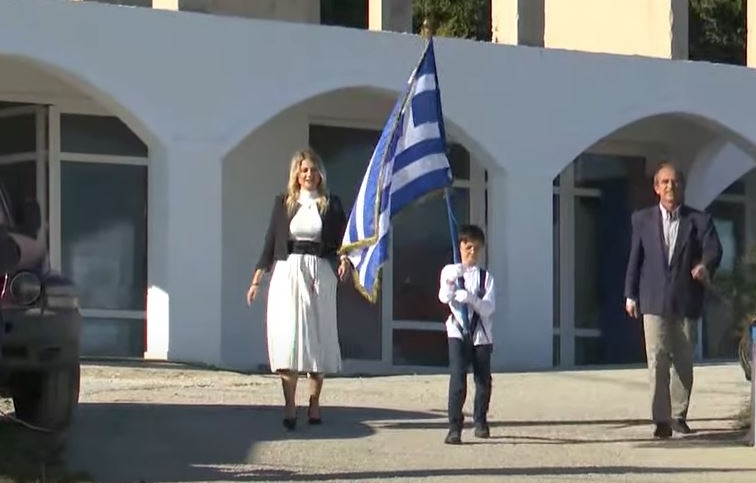 Young Student Parades by Himself on OXI Day on Remote Greek Island
