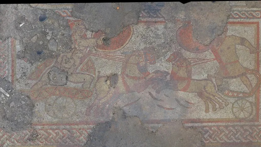 mosaic depicting humans in tojan War
