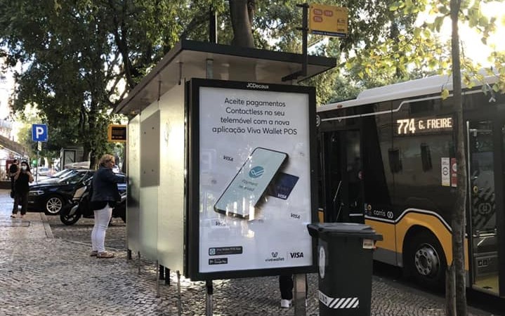 Viva Wallet Ad in Lisbon, Portugal, bus stop.