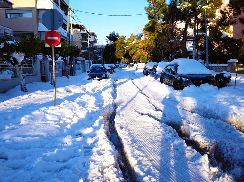 snow snowstorm athens greece