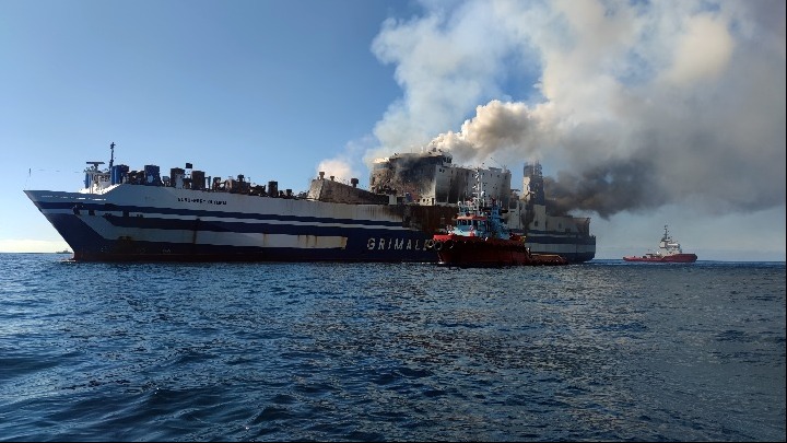 ferry fire Greece