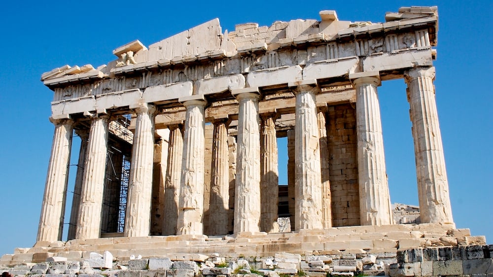 the Acropolis' Parthenon made by Greeks , in  Athens Greece