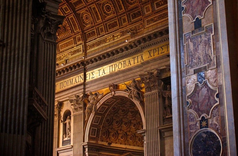 Greek inscription inside Saint Peter's Basilica in Rome