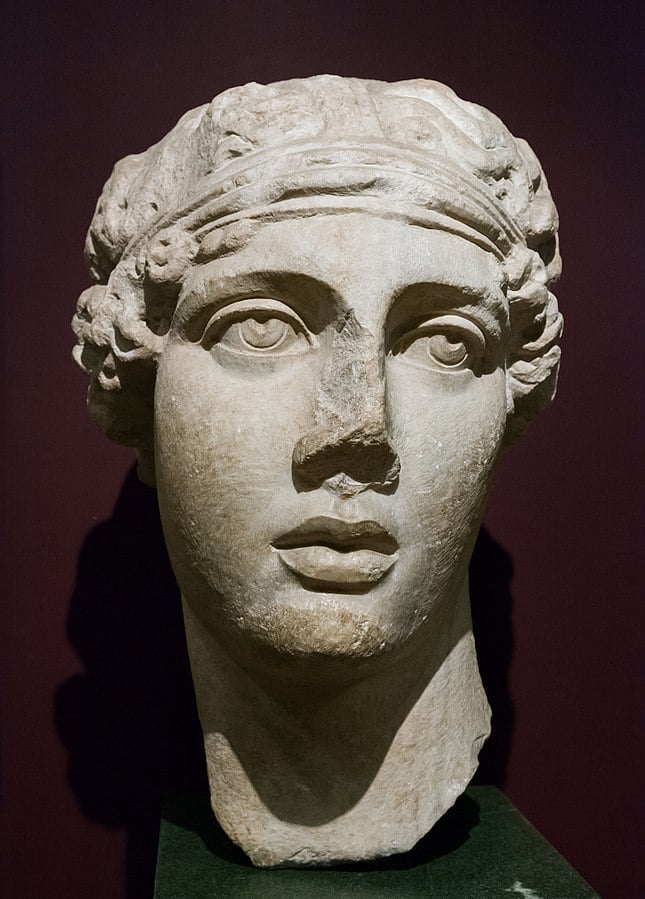 Portrait of the poetess Sappho, Archaeological Museum of Istanbul, Turkey. Roman copy of an original from the Hellenistic period.