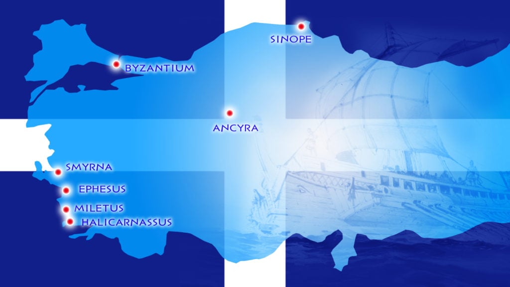 a map of greek cities in turkey