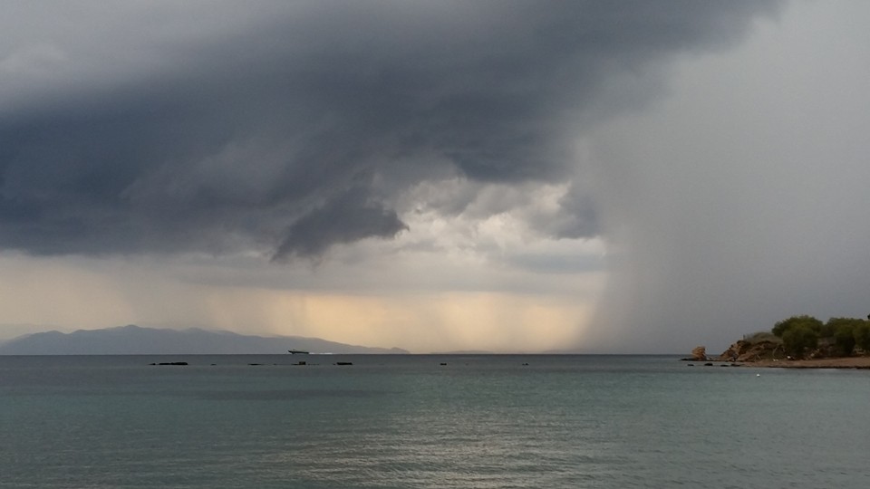Storm over Aegina island Greece