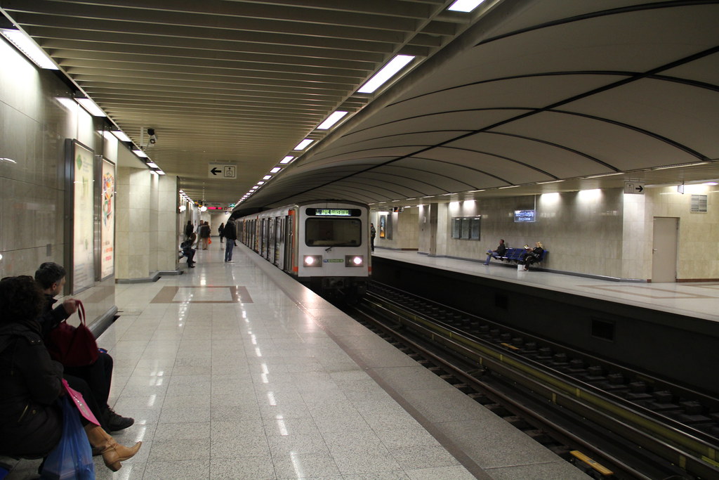 Athens Metro Station Subway Train