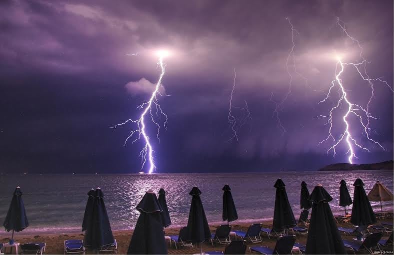 thunder storm at Greek beach