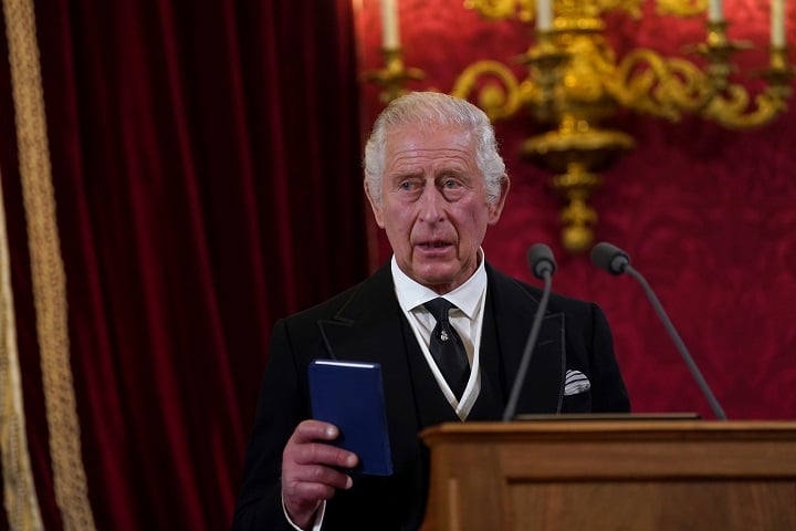 King Charles III during the Accession Council at St James's Palace, London, where King Charles III is formally proclaimed monarch. Charles automatically became King on the death of his mother, but the Accession Council, attended by Privy Councillors, confirms his role, on September 10, 2022.