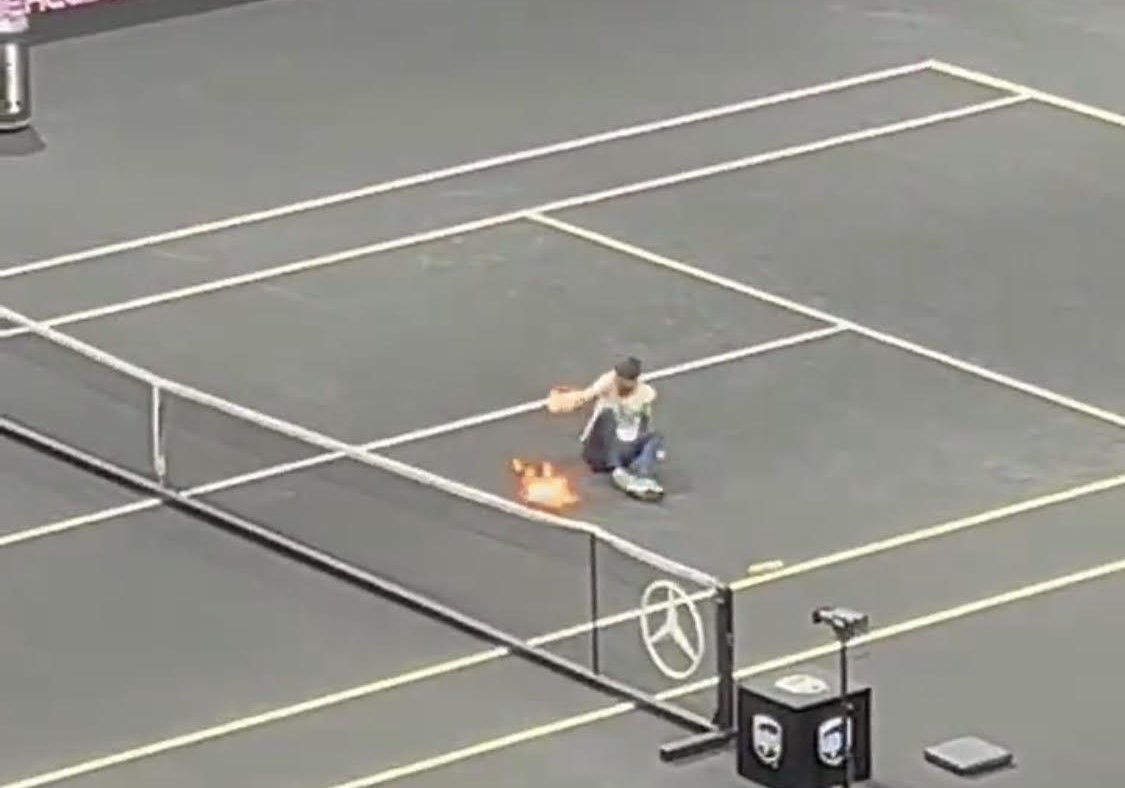 Protester Sets Himself On Fire During Tsitsipas Tennis Match
