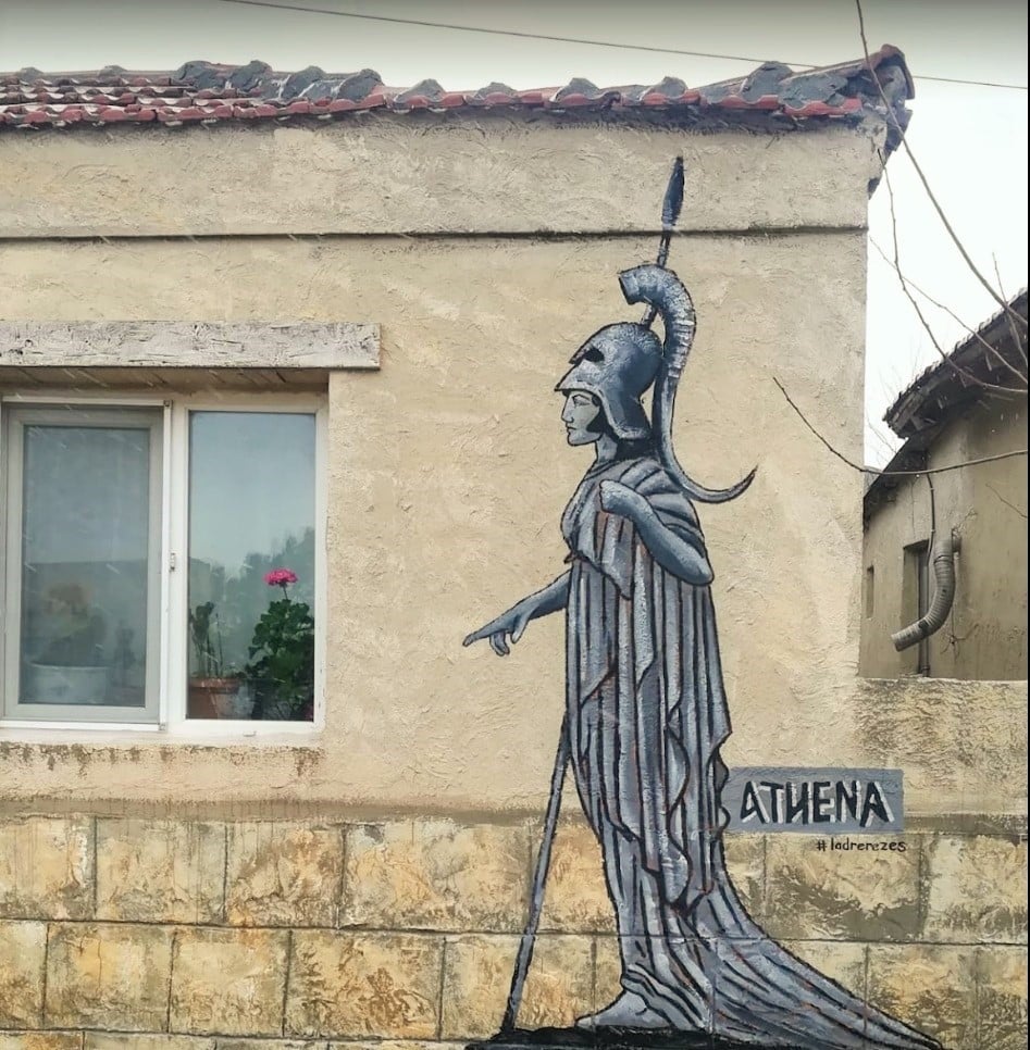 Goddess Athina wall painting , tevfikiye turkey