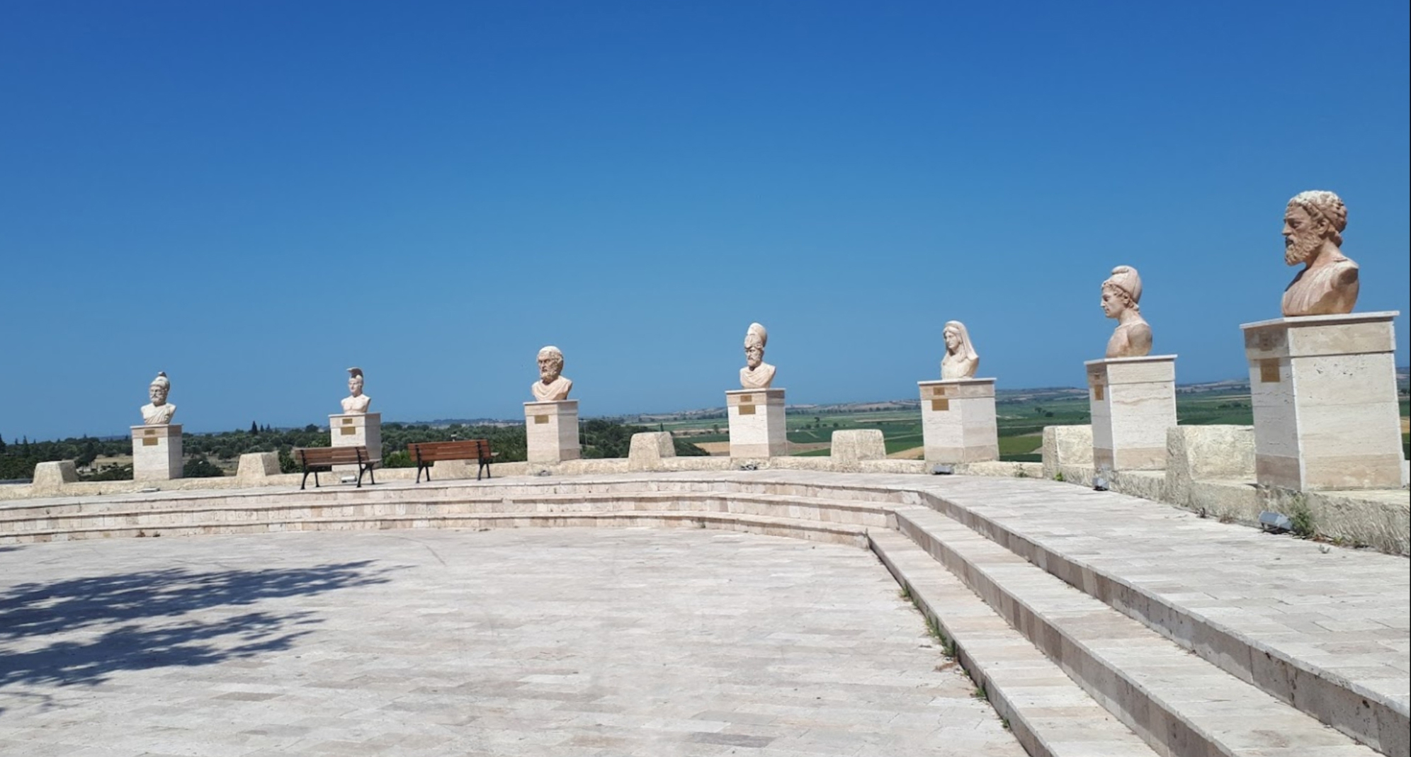 busts of ancient greek trojan war heroes in turkey tevfikiye
