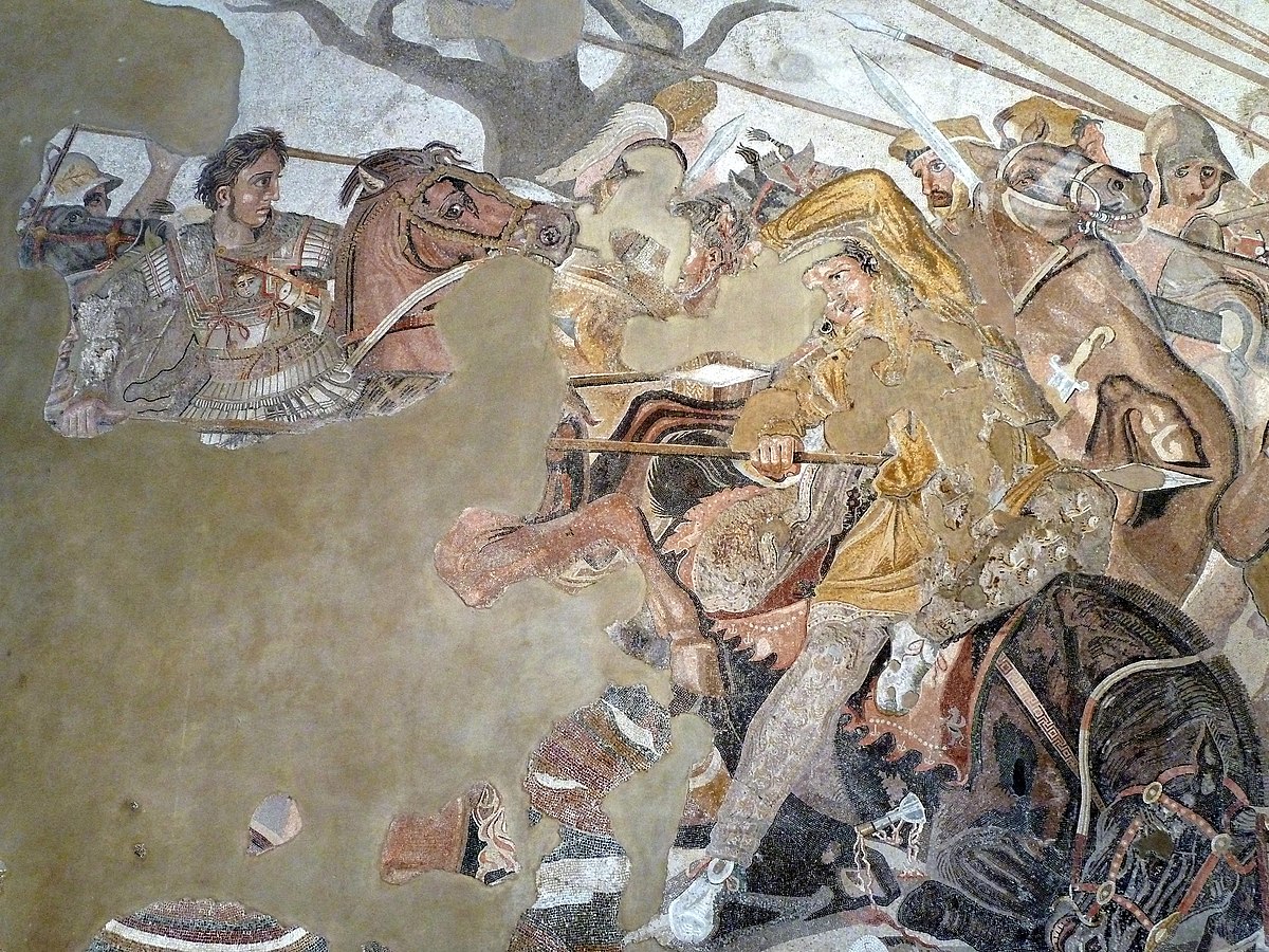 Alexander Mosaic. Depicts Battle between Alexander the Great and Darius III of Persia