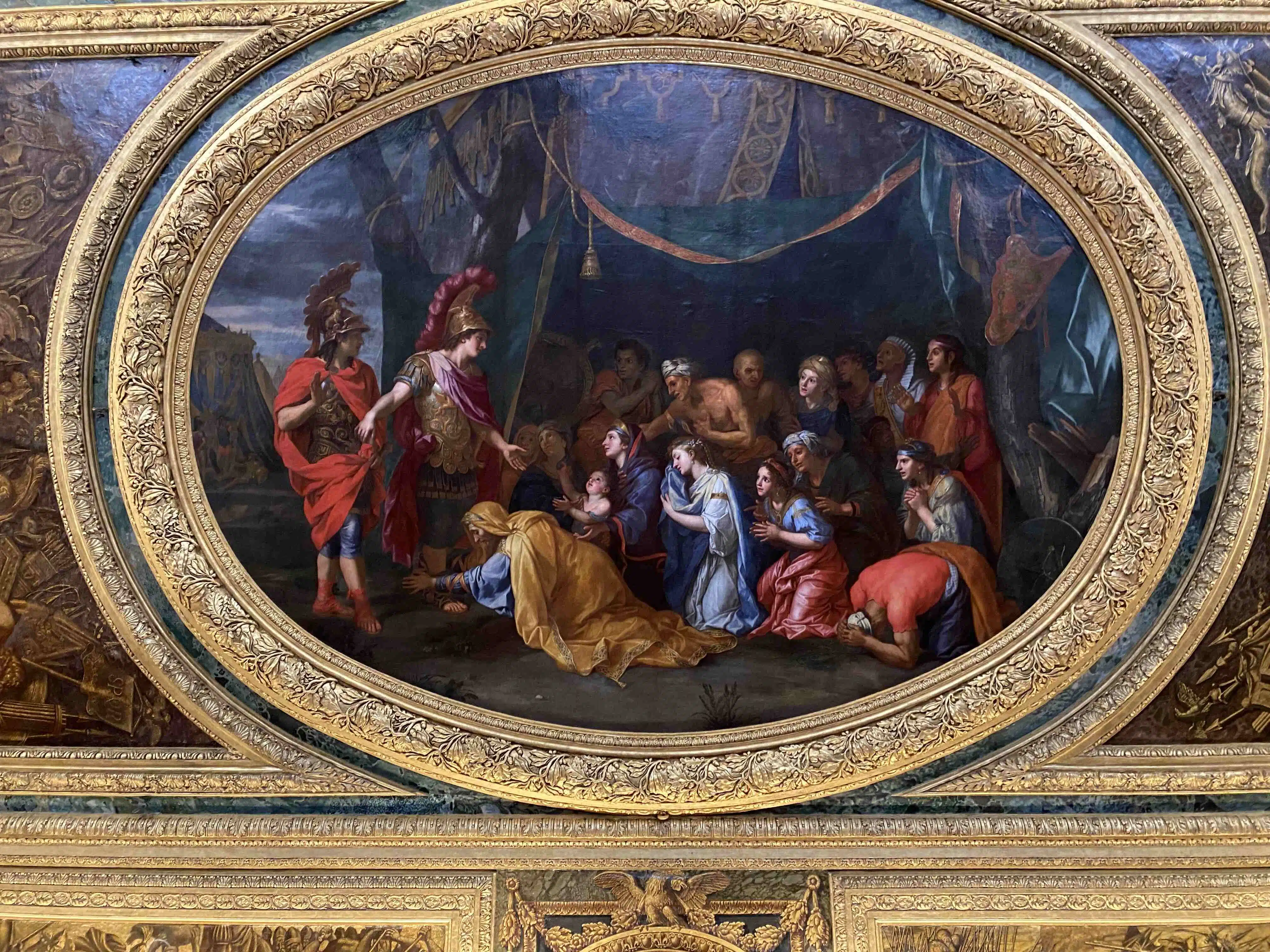 The Family of Darius before Alexander the Great (or The Tent of Darius) painting by Le Brun at palace of Versailles.
