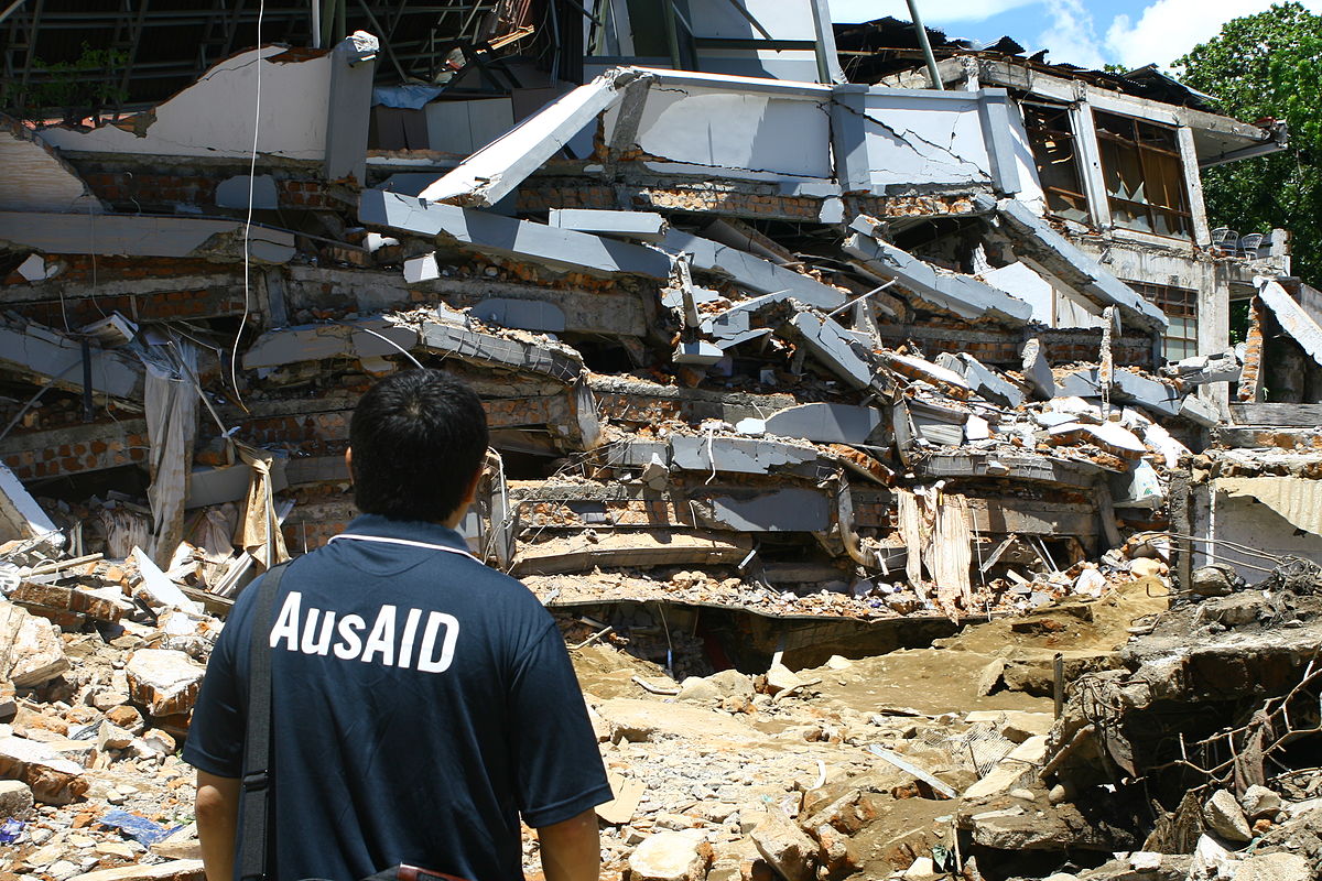Damaged buildings in the aftermath of another earthquake that hit Indonesia in 2009