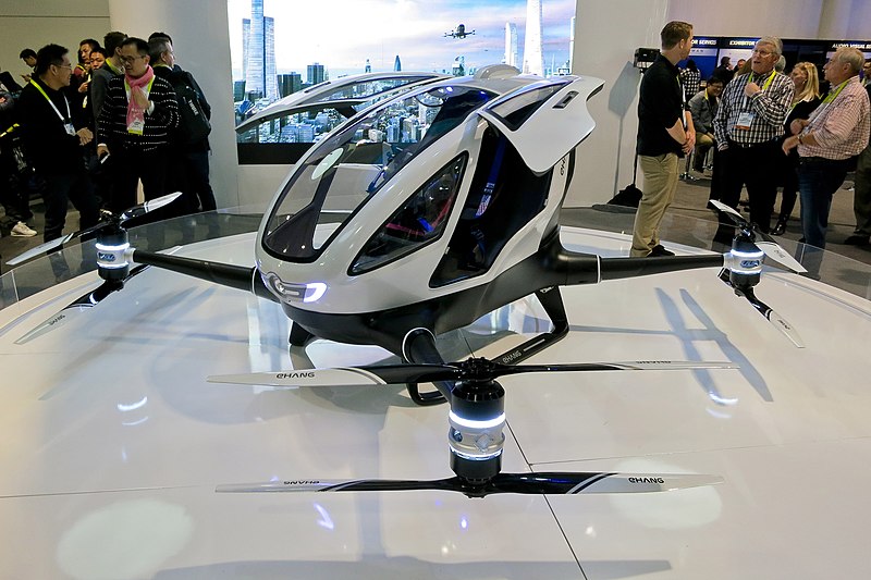 The first electric passenger drone flying taxi, vertical airport