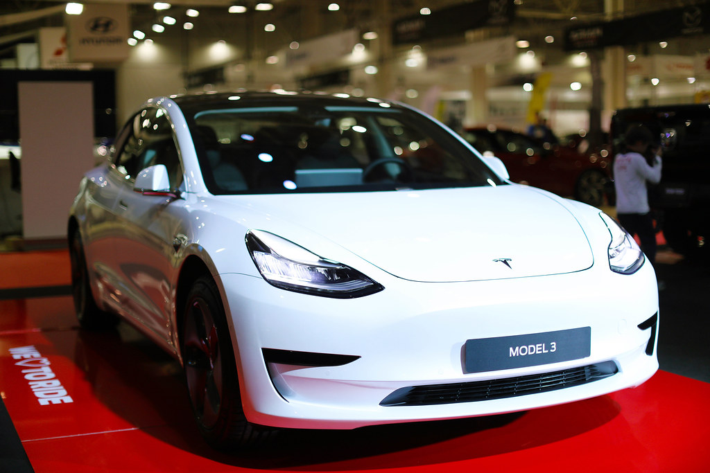 White Electric Car Tesla Model 3
