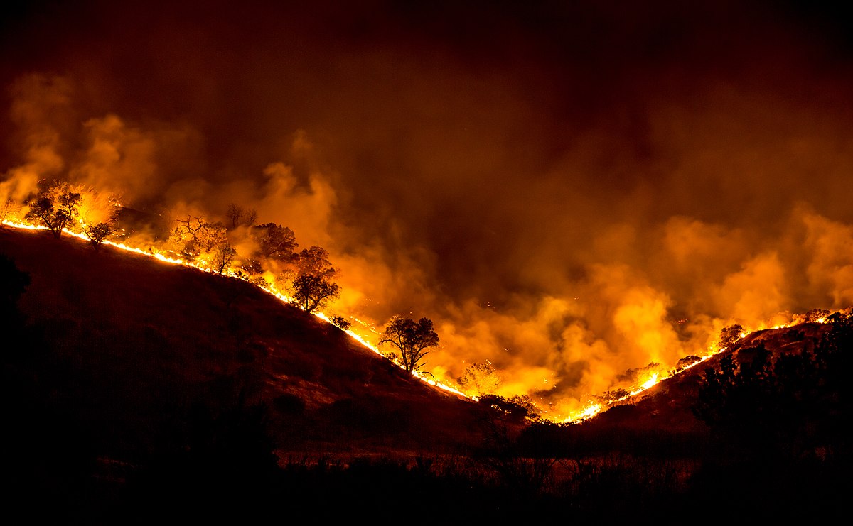 A forest fire in California, 2018.
